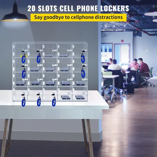 Miniatura 3 de VEVOR Clóset de Almacenamiento para Teléfono Celular, 20 Ranuras de Material Acrílico con Cerraduras de Puerta y Llaves, Clóset de Pared