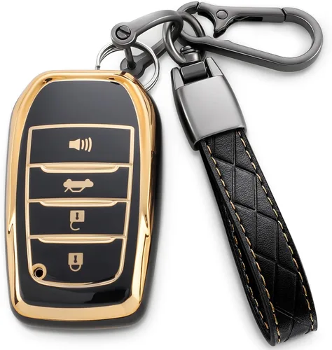 para llavero Toyota, funda protectora de TPU suave con llavero de cuero para Venza 2019-2024, Grand Highlander, Land Cruiser, RAV4 Prime, Fortuner,