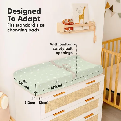 Miniatura 4 de Paquete de 2 fundas orgánicas para cambiador para niña, niño, neutro - 100% algodón, funda para almohadilla de mesa cambiadora, sábanas suaves