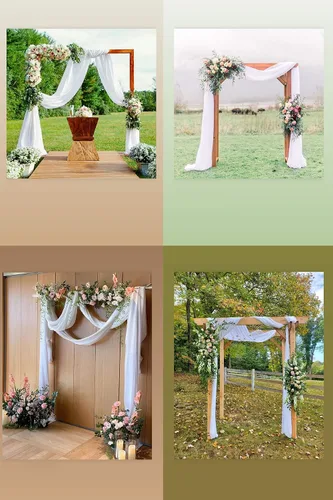 Miniatura 5 de Cortinas de tela para arco de boda Socomi 3 paneles 29" x 19 pies de gasa blanca transparente de 6 yardas para decoración de ceremonia de boda