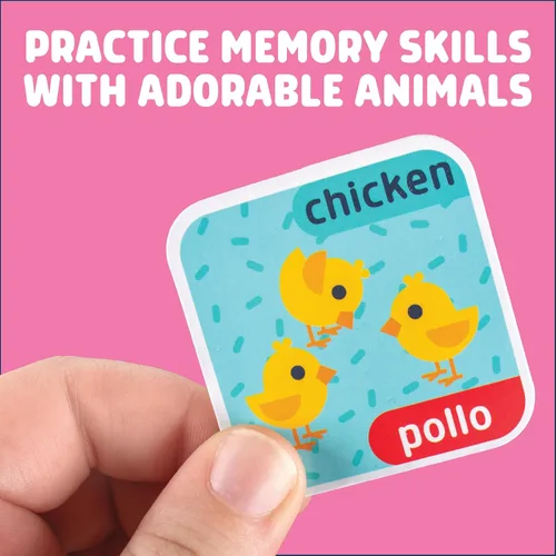 Miniatura 4 de Chuckle & Roar Juego de memoria de animales y bebés, 52 azulejos, bilingüe, a partir de 3 años, a juego de animales para padres y bebés