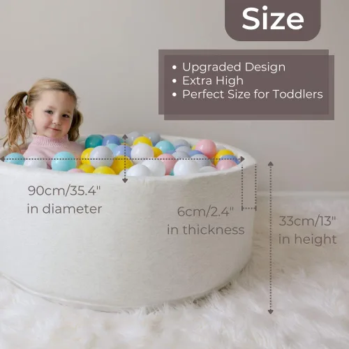 Miniatura 4 de Wonder Space Piscina de Pelotas de Espuma Premium de 35" para Niños, Piscina de Juego Suave Segura Certificada por CPSIA para Niños Pequeños