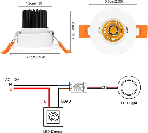 Miniatura 4 de inShareplus Downlight LED de 2 pulgadas, iluminación empotrable de 3 W, regulable, luz blanca cálida de 3000 K, CRI80, luces de techo