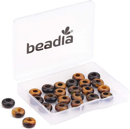 Miniatura 19 de BEADIA Cuentas de jade amarillo natural rondelle con orificio grande (5.5mm) cuentas sueltas semipreciosas para hacer joyas 0.55x0.295 pulgadas 12