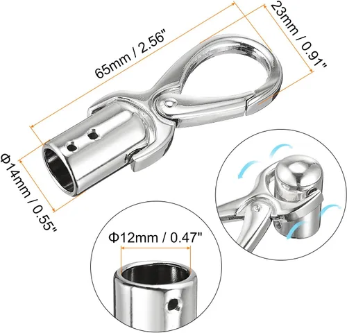 Miniatura 2 de uxcell Tapa de extremo de cordón, 8 piezas de 0.472 in/0.47 pulgadas de tapa de extremo de barril con tornillos para borlas, joyería, hacer bolsa