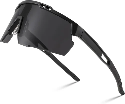 FEISEDY Gafas de sol deportivas para hombres y mujeres, protección UV400, gafas de ciclismo, golf, béisbol, conducción, pesca, B0022 Negro marco