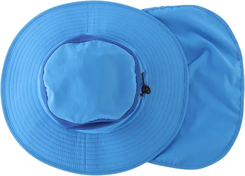 Miniatura 3 de Home Prefer Sombrero de sol UPF50+ de malla para exteriores, de ala ancha, con solapa para el cuello, sombrero de pesca para hombres y mujeres Azul