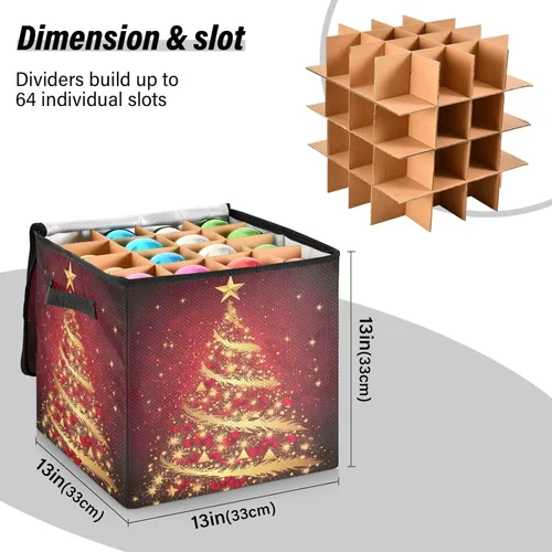 Miniatura 3 de Caja de almacenamiento de adornos de Navidad para árbol de Navidad, 4 niveles con capacidad para hasta 64 bolas de decoración de adornos navideños