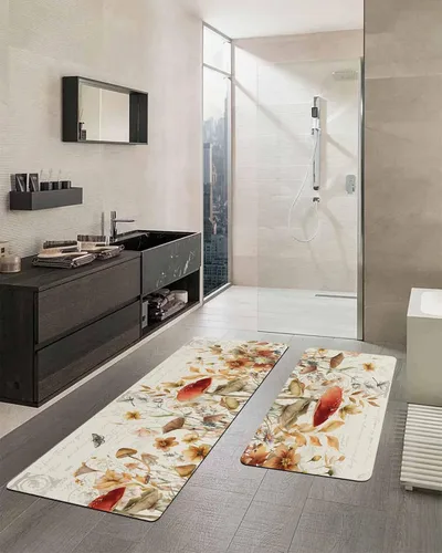 Miniatura 2 de Tapete de baño con hojas de hongo para bañera, antideslizante, de secado rápido y absorbente, tierra de diatomeas, fregadero, dormitorio, cocina