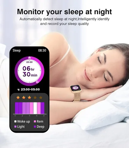 Miniatura 5 de EarlySincere Relojes inteligentes para mujer, presión arterial, pantalla táctil completa HD de 1.9 pulgadas, monitor de actividad física con monitor