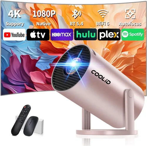 Miniatura 10 de [Aplicaciones integradas y actualización 2025] Mini proyector compatible con 4K 1080P Auto Keystone 270° giratorio con WiFi 6 y Bluetooth 5.4