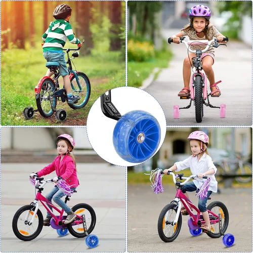 Miniatura 7 de Ruedas de entrenamiento para bicicleta, par de ruedas traseras resistentes con estabilizadores, kit montado para niños y niñas, bicicletas de una