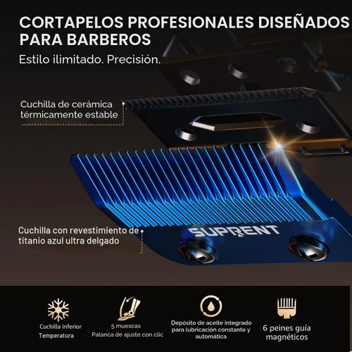 Miniatura 2 de SUPRENT Cortapelos Profesionales para Hombres, juego de cortapelos inalámbricos y recortadora de corte al ras, kit de corte de pelo con velocidad