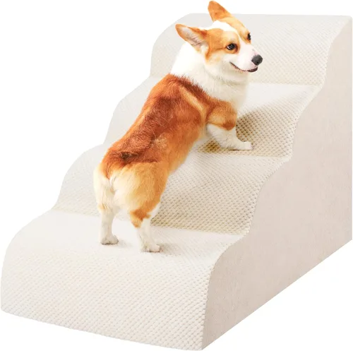 Miniatura 14 de Escaleras para perros pequeños, rampa de espuma de alta densidad para perros, escalones extra anchos antideslizantes para camas altas o sofá