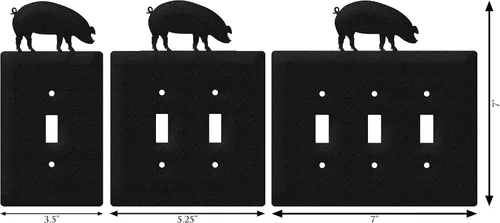 Miniatura 3 de SWEN Products Cubierta de placa de pared de cerdo (interruptor simple, negro)