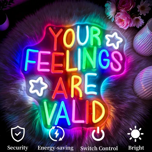 Miniatura 5 de Neon Sign for Wall Decor Dimmable Your Feelings Are Valid Neon Sign Led Neon Lights Light Up Signs for Room Gift Decoration USB Powered