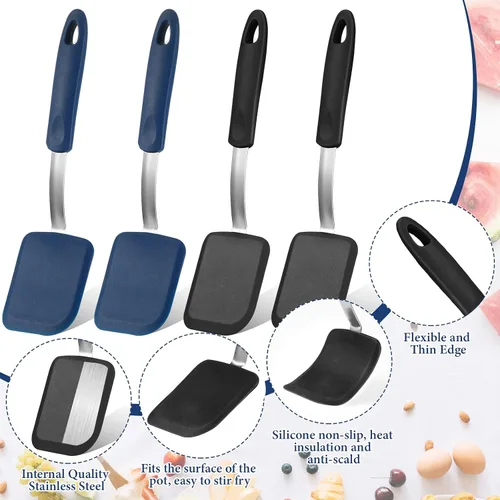 Miniatura 3 de Gejoy 4 espátulas de silicona para galletas, mini espátulas de brownie, espátulas de silicona flexibles, antiadherentes, resistentes al calor, sin