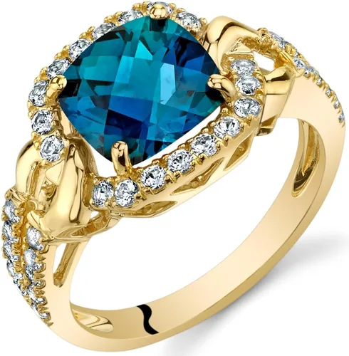 Peora Anillo de Alejandrita creado para mujer de oro amarillo de 14 quilates con topacio blanco auténtico cambio de color de 250 quilates de corte