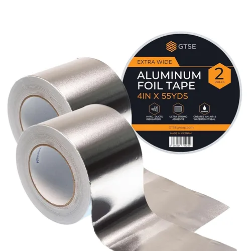 Miniatura 8 de GTSE Cinta de papel de aluminio, rollo de 4 pulgadas x 55 yardas (164 pies) de ancho, cinta metálica plateada ancha multiusos, ideal para HVAC