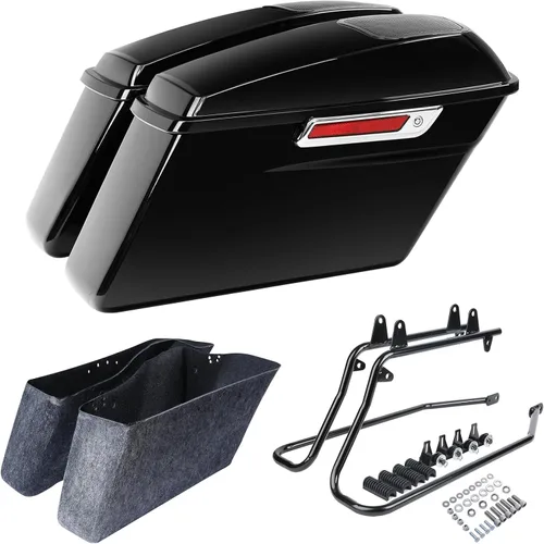 Miniatura 6 de SLMOTO Alforjas rígidas para motocicleta para Harley, alforjas rígidas con soportes de conversión negros, compatibles con Harley Street Glide
