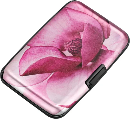 Miniatura 85 de ELFISH Mini cartera de aluminio RFID para tarjetas de crédito, funda de identificación de metal para hombres y mujeres, Happy Flower, Cartera Rfid