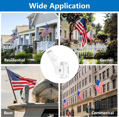 Miniatura 6 de Soporte ajustable para mástil de bandera, soporte para poste de bandera para exterior de la casa, aluminio resistente, soporte de montaje de poste