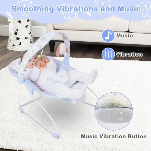 Miniatura 6 de Bouncer para bebés, asiento hinchable para bebés con música y vibraciones, balancín portátil para recién nacidos