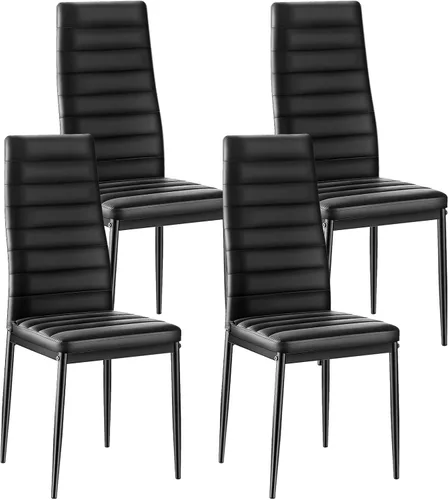 VEVOR Juego de 4 sillas de acento modernas de comedor, sillas laterales tapizadas de cuero para sala de estar, silla de cocina que ahorra espacio