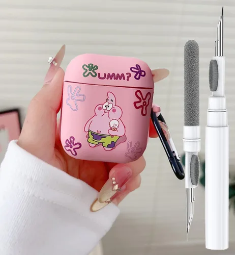 Miniatura 20 de Linda Funda de Pato para Airpod de 2ª y 1ª Generación, Divertida Funda de Airpods 3D de Dibujos Animados Kawaii con Kit de Limpieza y Llavero