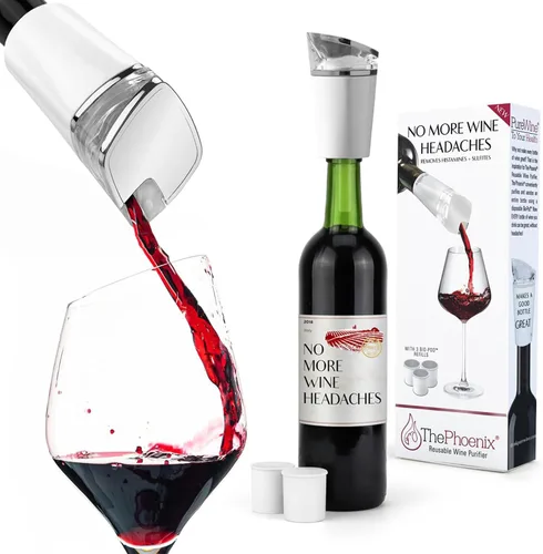 Miniatura 10 de PureWine Bio-Pods para purificador y aireador de vino, filtros de vino rojo y blanco para histaminas y sulfitos, ayuda a alergias y dolores