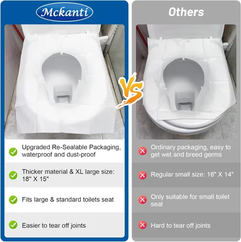 Miniatura 4 de Mckanti Fundas Desechables para Asiento de Inodoro - Paquete de 120 Fundas de Papel Desechables XL para Asiento de Inodoro para Adultos y Niños