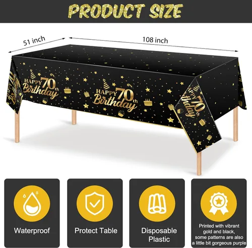 Miniatura 3 de Zonon Decoraciones de mesa para fiesta de cumpleaños número 70 para hombres y mujeres, 35 piezas de regalo a 70 años, mantel de pancarta de globos