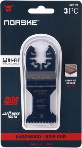 Miniatura 7 de Norske Tools NOTP273 - Cuchillas oscilantes para múltiples herramientas de 1-1/4 pulgadas (3 unidades), ajuste universal para cortar madera y madera