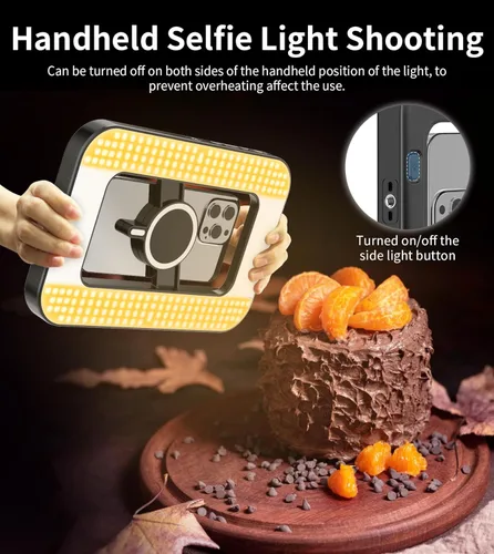 Miniatura 7 de Anillo de luz selfie magnético de 6000mAh RGB para iPhone, luz de teléfono recargable de 448 LED con soporte de trípode mini, estabilizador de mano