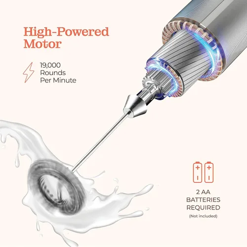 Miniatura 5 de Espumador de Leche Potente de Mano, Espumador de Leche Mini, Mezclador de Bebidas de Acero Inoxidable con Soporte para Espumador (Lavanda Banana)