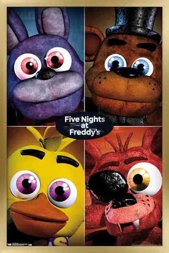 Miniatura 8 de Trends International Five Nights at Freddy's - Póster de pared cuádruple, 14.725 x 22.375 pulgadas, versión con marco de madera tipo granero