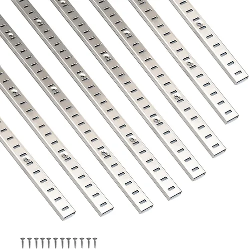 Soporte de Estante Ajustable de 40 Pulgadas Paquete de 8 Plateado Tiras de Pilastra para Estante Riel de Estante Pista de Estante Estantes de Pared