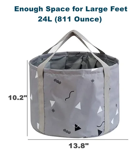 Miniatura 2 de Tina de Baño de Pies Plegable de 24L para Remojar Pies Grandes de Hombres, Tina Portátil para Remojar Pies, Cubo de Agua para Viajes y Campamento
