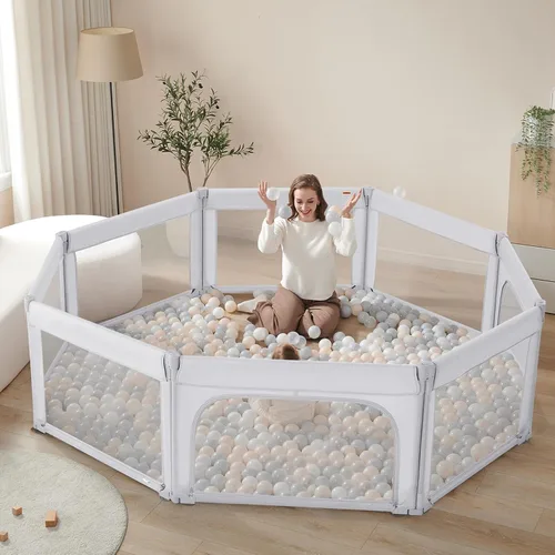 Miniatura 7 de Dora dotey Corralito gris claro para bebés y niños pequeños, plegable y ajustable, 71 x 59 x 27 pulgadas Plegable Gris Claro