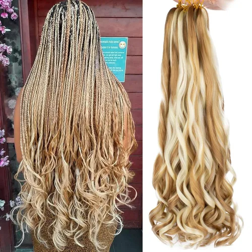 Miniatura 56 de Unionbeauty - Cabello rizado francés trenzado de 10 pulgadas, trenzas rizadas estilo Bob francés, cabello de ganchillo, 8 paquetes de trenzas