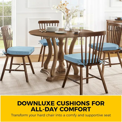 Miniatura 7 de downluxe Cojines para sillas de interior para sillas de comedor, almohadillas de espuma texturizada suaves y cómodas para sillas de cocina con lazos