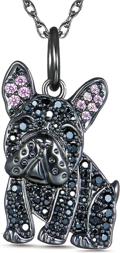 SCAMPER & CO Collar con colgante de raza de perro para mujeres y niñas, dije de cachorro de piedra preciosa auténtica y circonita cúbica, regalo de