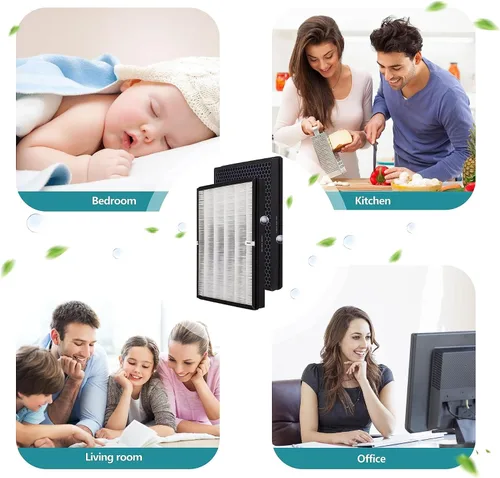 Miniatura 6 de Filtro purificador de aire TT-AP003 de repuesto, compatible con purificadores de aire TaoTronics, TT-AP003 y VIVOSUN 5 en 1, paquete de 2