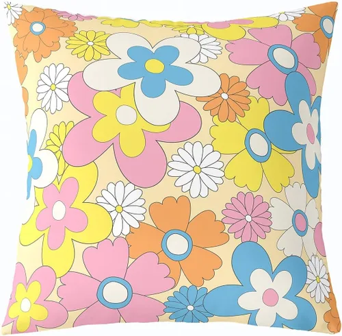 Miniatura 10 de Erosebridal Groovy Flower Power - Funda de almohada de 16 x 16 pulgadas, bonita funda de almohada floral bohemia de los años 60S y 70S, funda