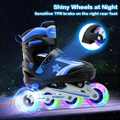 Miniatura 5 de Patines en línea para niños, niñas y jóvenes, todas las ruedas iluminadas con marco de aluminio para principiantes de 5 a 12 años, perfectos