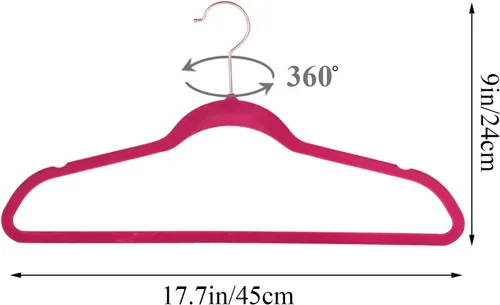 Miniatura 7 de VECELO - Perchas de terciopelo premium para trajes resistentes (paquete de 100) - Antideslizantes y de ahorro de espacio con 12 clips de dedo y 2