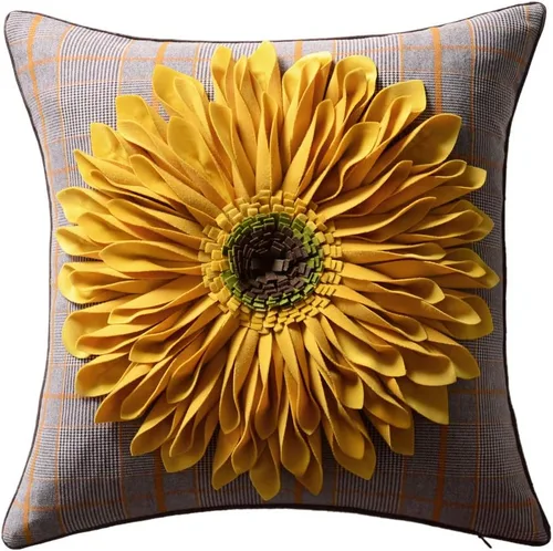Miniatura 36 de OiseauVoler - Funda de cojín decorativa, hecha a mano, con girasol 3D, para sala de estar, hogar, cama, decoración de 18x18 pulgadas Azul-azul