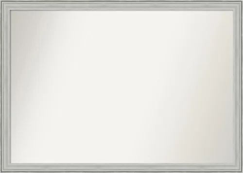 Miniatura 168 de Amanti Art Espejo de baño plateado para sobre fregadero, 25 x 25 pulgadas, espejo de tocador cuadrado estrecho de níquel cepillado, marco de madera