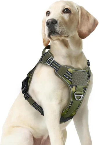 Miniatura 21 de rabbitgoo - Arnés para perros pequeño sin tirones, chaleco táctico de servicio con Molle y asa de control, arnés militar ajustable y reflectante