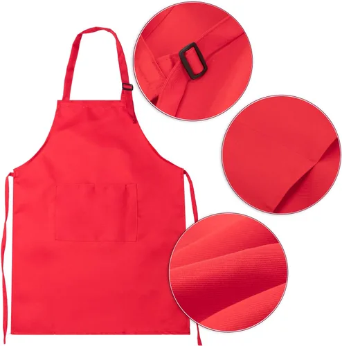 Miniatura 3 de SATINIOR Juego de 8 delantales y sombrero de chef para niños con 2 bolsillos ajustables para niños y niñas, cocinar, hornear, pintar Multicolor